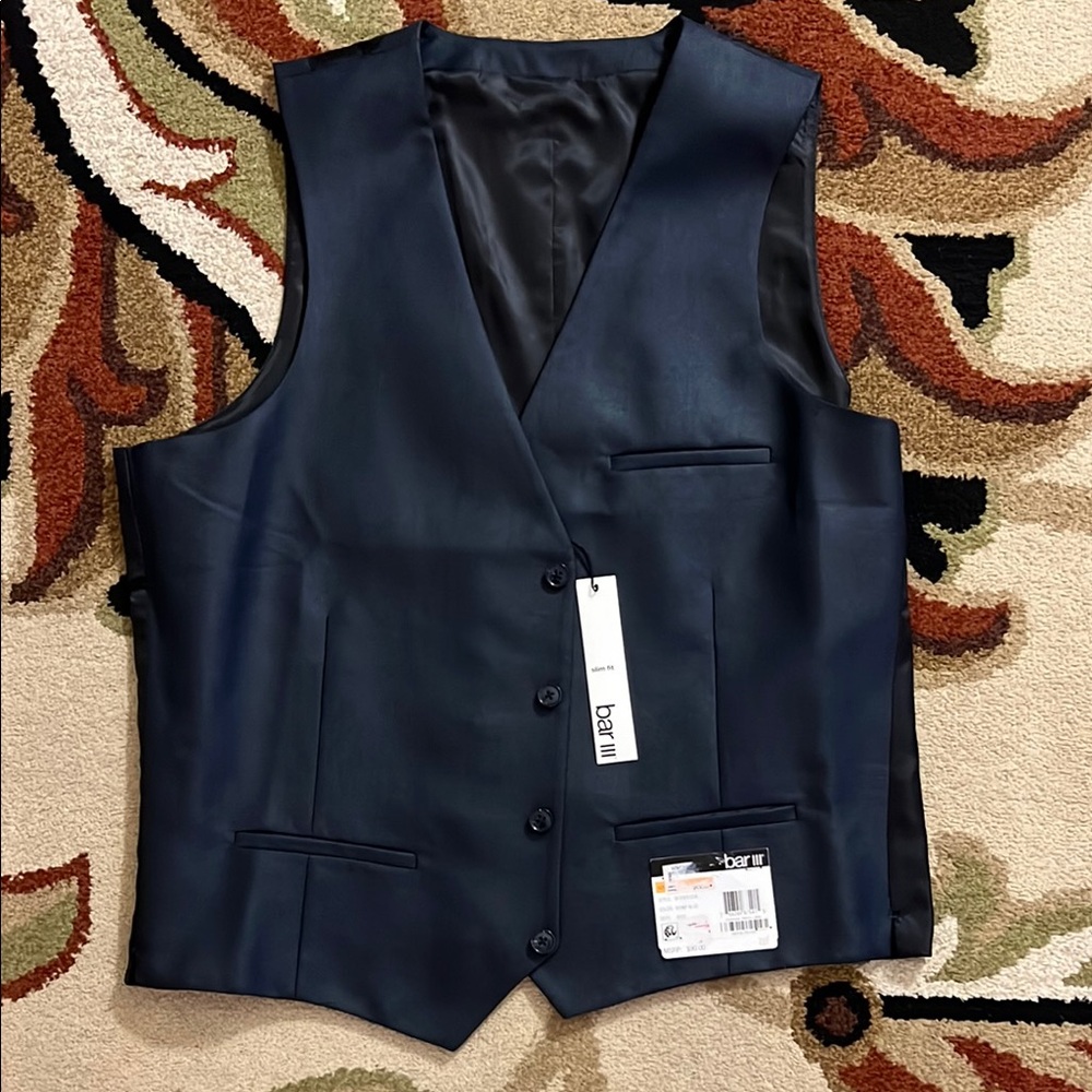 Bar III Shiny Blue Black Classic Vest